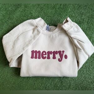 Merry Cream Sweatshirt, Christmas crewnecks, Holiday wear, Tis the season